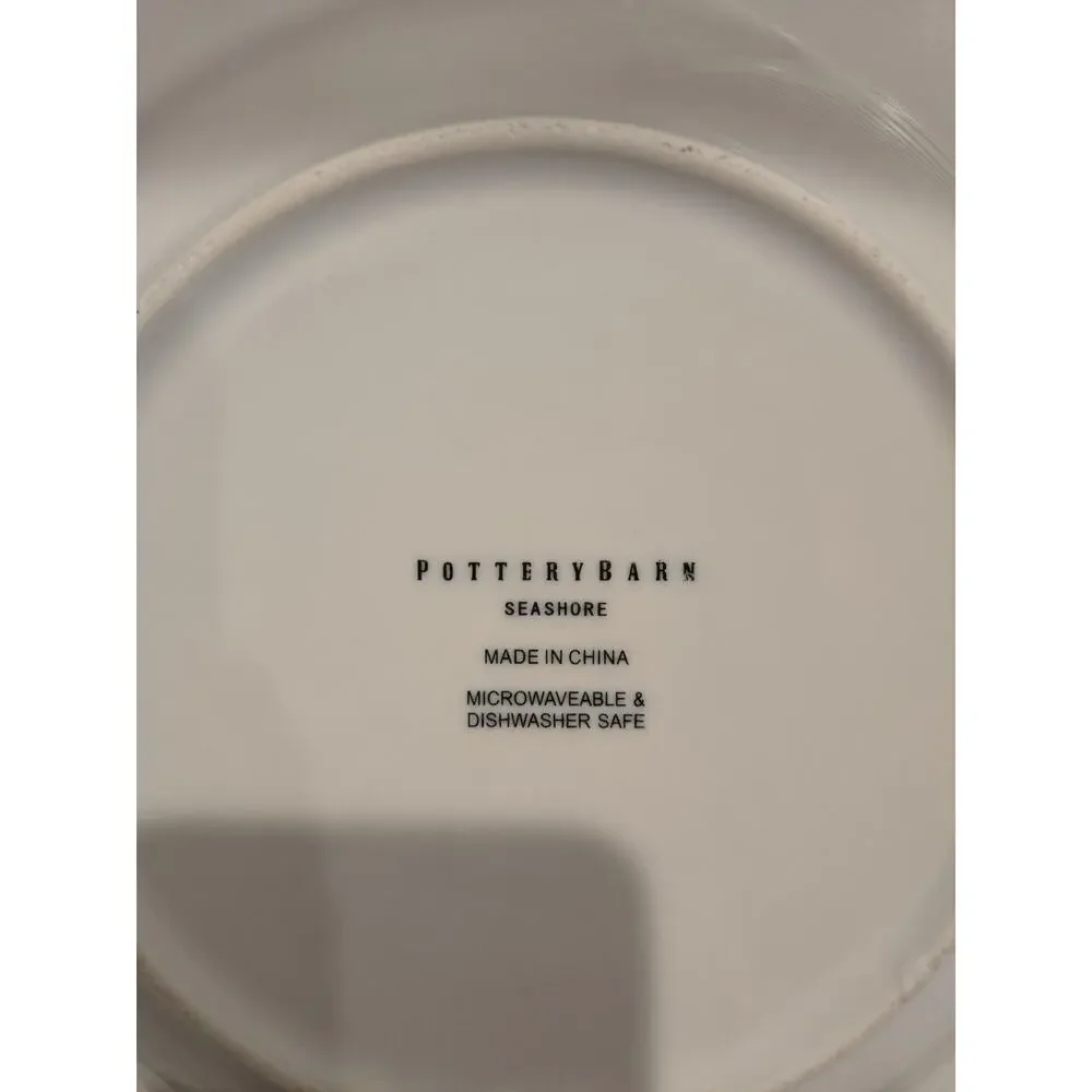 Pottery Barn Seashore Dinner Plates Set Of 2 White Seashell Starfish Nautical